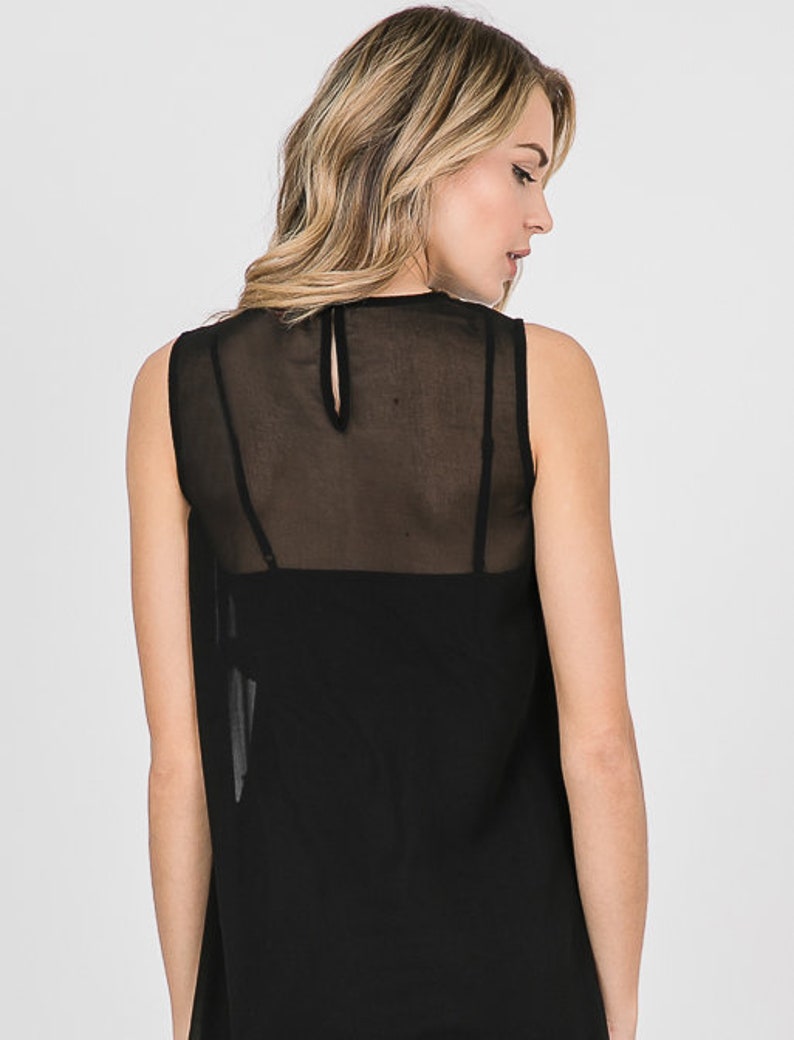 Black Sleeveless Dress See-Through Women Dress Chic Dress Comfortable Wear Regular Price