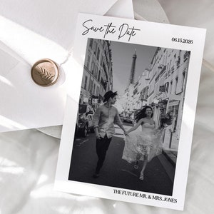Save the Date Karte, Polaroid, Modern, Minimalistisch, Hochzeit Save the Date, Wunschfoto, Fotokarte Save the Date, 13x7 Karte, Digital, #PL1
