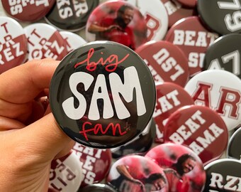 Big Sam Pittman Fan Pinback Button | Arkansas Razorbacks Football Game Day Button