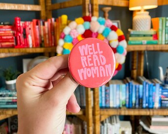 Gut gelesene Frau Button | Bücherwurm Knöpfe