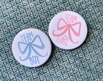 Gender Reveal Party Buttons | Team Boy oder Team Girl | Bogen Design | Babypartygeschenke