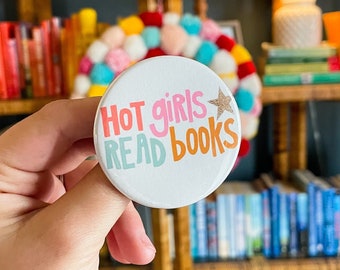 Heiße Mädchen lesen Bücher Bücherwurm Button