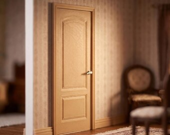1:12 Scale Dollhouse Interior Door | PLA Wood Miniature Door | Realistic Opening Door for Dollhouse Room Box Decor