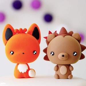 Topper per torta nuziale con volpe e riccio, figurina animale / Topper per torta nuziale carino personalizzato, divertente / Topper per torta nuziale con animali della foresta