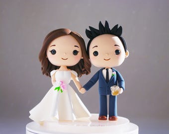 Custom Wedding Cake Topper Figurine | Cake Topper Bride and Groom | Cute Wedding Cake Topper Funny | Kawaii 3d Wedding Dolls
