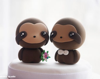 Sloth Wedding Cake Topper Figurine | Sloth Couple Cake Topper | Cute Animal Wedding Cake Topper | Kawaii Wedding Decoration