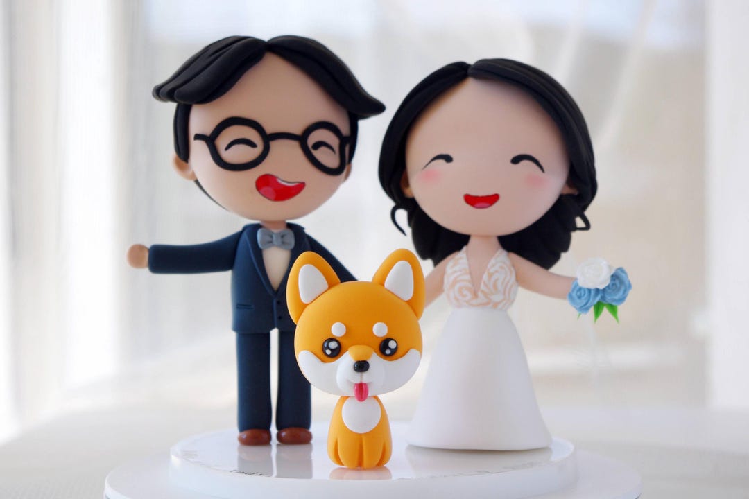 Custom Wedding Cake Topper Funny: Asian Bride and Groom Figurine With ...