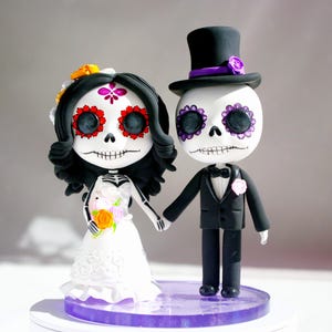 Adorno para tarta de bodas La Calavera Catrina / Adorno para tarta de bodas de Halloween que brilla en la oscuridad / Boda del Día de Todos los Santos / Hasta que la muerte nos separe