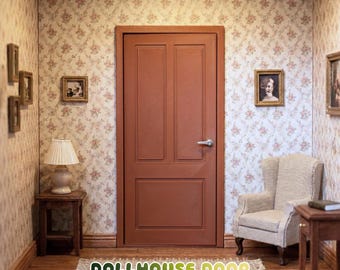 1:12 Scale Dollhouse Interior Door | PLA Wood Miniature Door | Realistic Opening Door for Dollhouse Room Box Decor