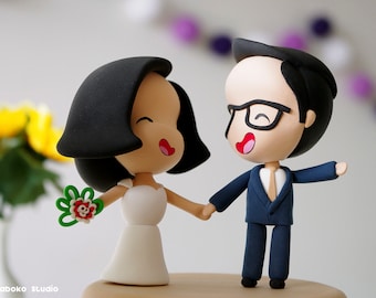Custom Wedding Cake Topper Bride and Groom | Funny Wedding Cake Topper Figurine | Bride and Groom Cake Topper | Wedding Cake Topper Funny