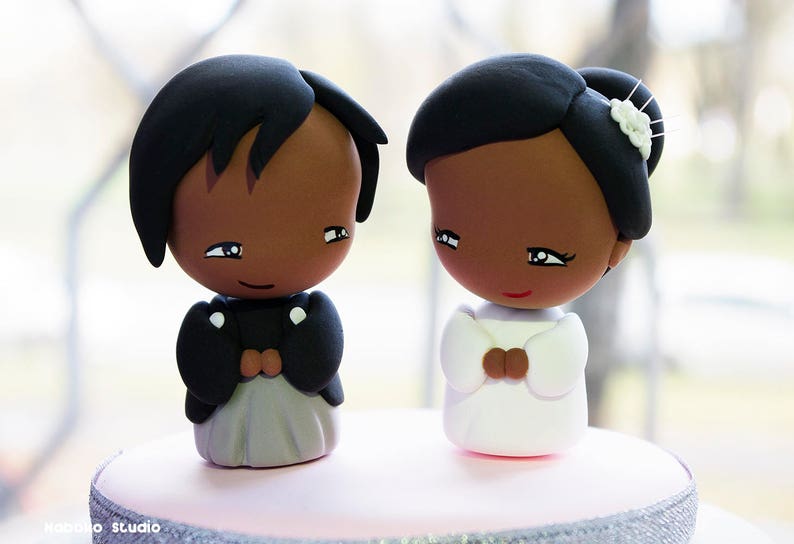 Wedding Cake Topper African American Couple Bride And Etsy
