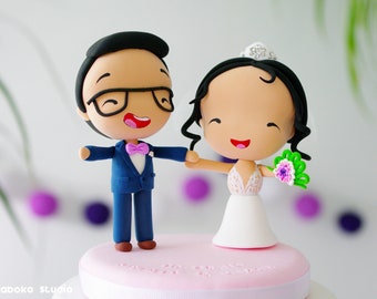 Custom Wedding Cake Topper Bride and Groom | Bride and Groom Cake Topper | Wedding Cake Topper Figurine | Cute Wedding Cake Topper Funny