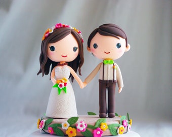 Boho Wedding Cake Topper | Bohemian Bride and Groom Cake Topper | Boho Wedding Centerpiece | Just Married Cake Topper