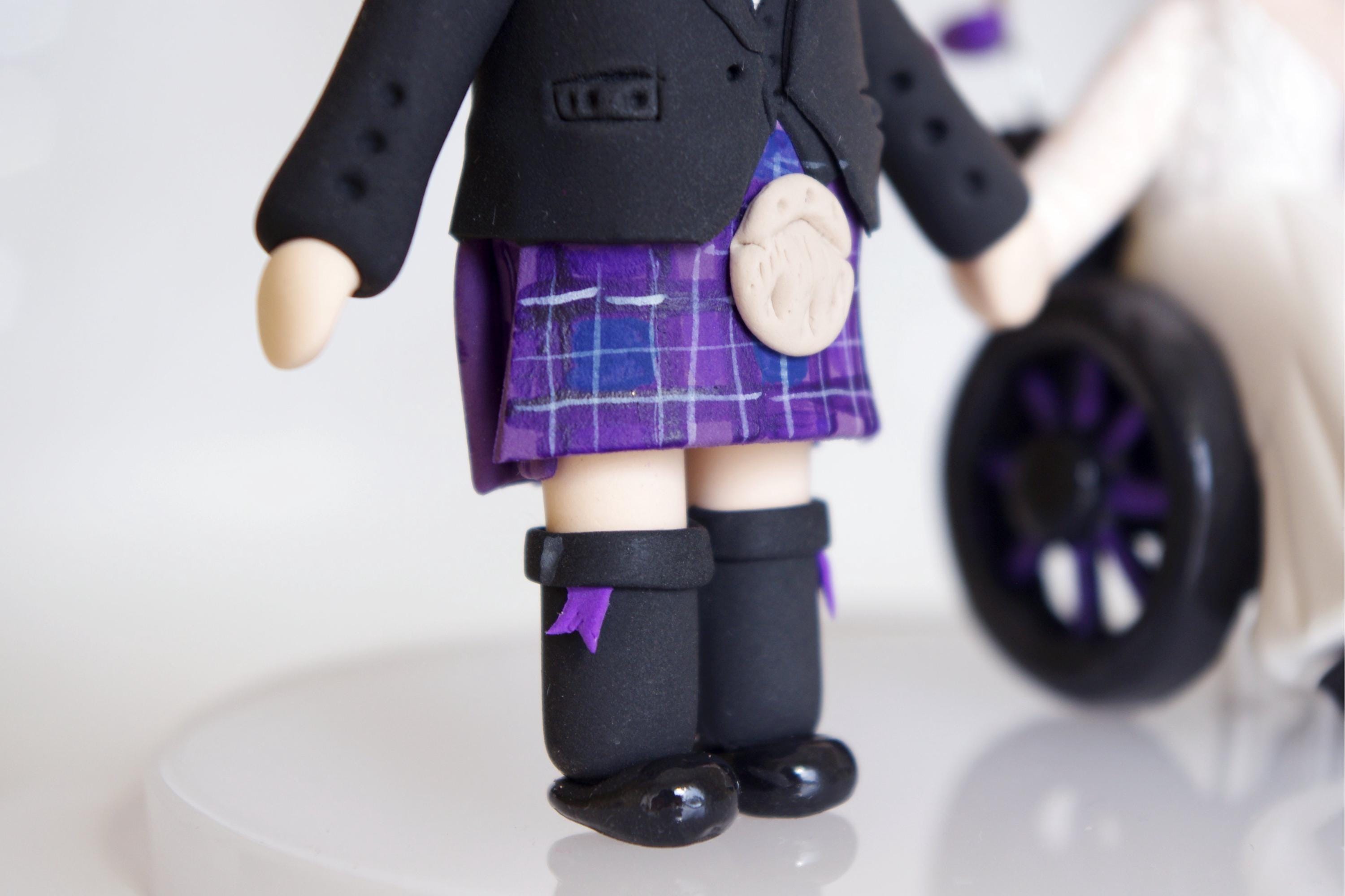 Custom Wedding Cake Topper: Wheelchair Bride and Scottish Groom in Kilt ...