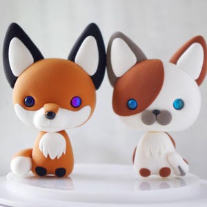 Topper per torta nuziale con volpe e gatto: statuetta di animali personalizzata