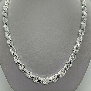 7mm 925 Sterling Silver Men&#39;s Solid Handmade Rope Chain Necklace 20&quot;-30&quot; CUSTOM LENGTHS OFFERED