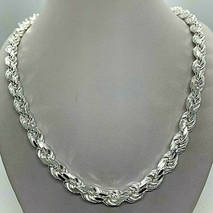 8mm 925 Sterling Silver Men's Solid Handmade Rope Chain 2030. Men's ...