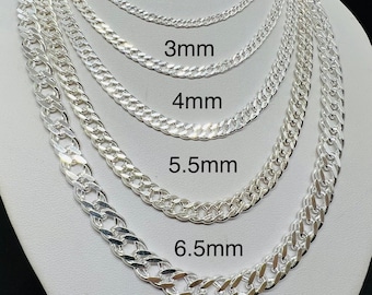 Sterling Silver Double Cuban Link Chain Necklace – Women's Men's