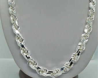 Sterling silver sale rope chain 12mm