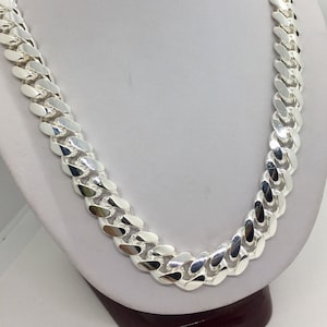 Handmade Miami Cuban link Chain Necklace 12mm Solid 925 Sterling Silver Men&#39;s link chain size  22&quot;-30&quot;. Thick chain. Holiday gift