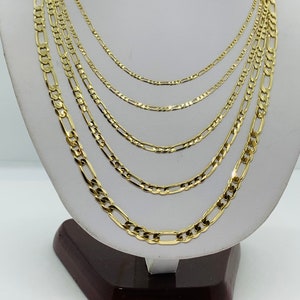 14K Solid Yellow Gold Figaro Link Chains Necklace Men’s Women's 2mm-5.5mm 16”-30" CUSTOM LENGTHS OFFERED