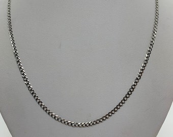 10K Solid White Gold 3mm Cuban Link Chain, Men's/Women's