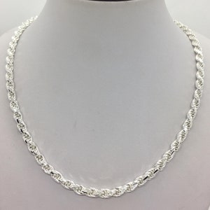 4mm 925 Sterling Silver Men&#39;s Women&#39;s Solid Rope Chain Necklace 16&quot;-30&quot;