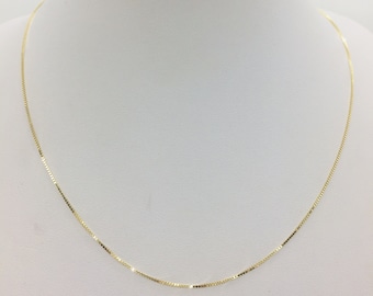 14K Solid Yellow Gold Fine Box Chain Necklace Women's .70mm Length 16" to 24" CUSTOM LENGTHS OFFERED