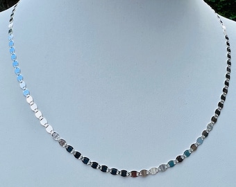 925 Sterling Silver Mirror link chain 2.5mm polished finish 16&quot; 18&quot; layering necklace Minimalist
