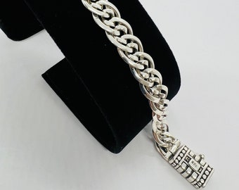 Handmade Sterling Silver Byzantine Bracelet, 7.5" Double Link