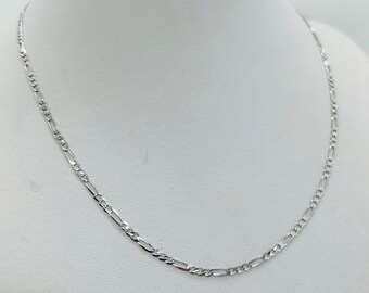 10k White Gold Figaro Link Chain (2.2mm)