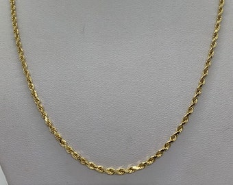 14K Solid Diamond Cut Yellow Gold Rope Chain Necklace Women's 2.5mm Size 16"-30" CUSTOM LENGTHS OFFERED