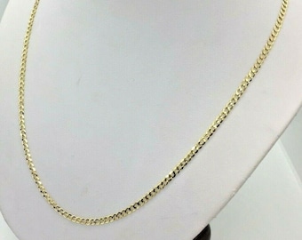 14k Solid Gold Men's Women's Cuban Curb link chain 3mm 16"-30" Gold necklace