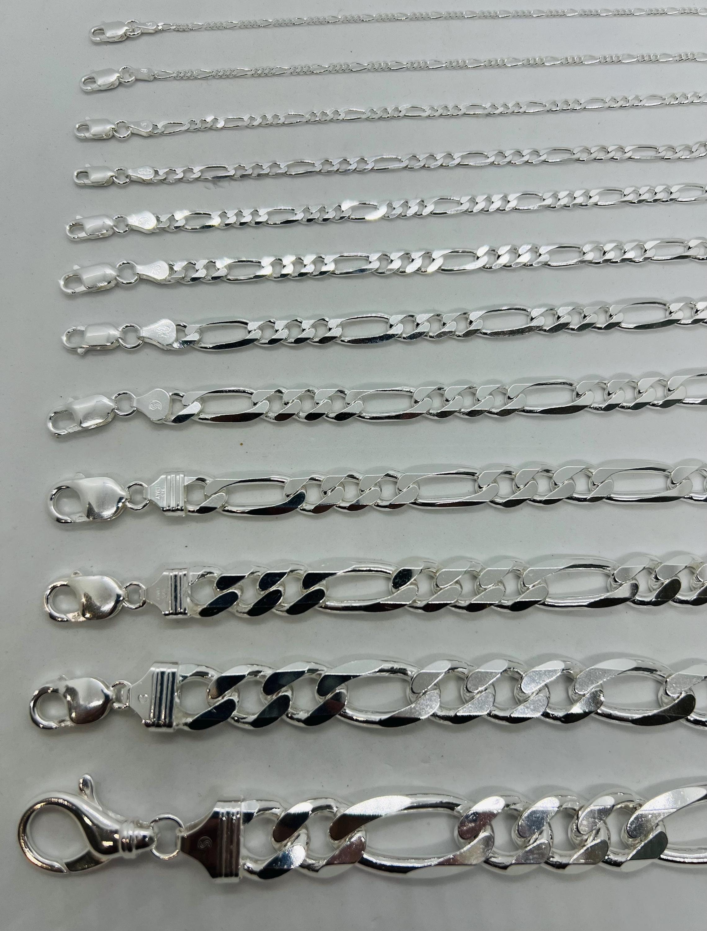 925 Sterling Silver Figaro Link Chains Necklace for Men Women 