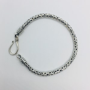Sterling Silver 3mm Round Bali Byzantine Bracele Women&#39;s Handmade Antiqued Finish Nickel Free 7&#39;&#39;