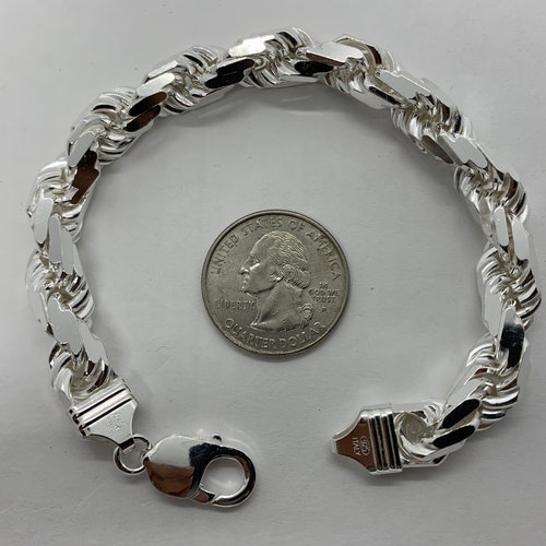 Handmade Rope Chain Necklace 9mm Solid 925 Sterling Silver Etsy