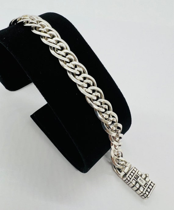 Handmade Sterling Silver Byzantine Bracelet, 7.5" Double Link