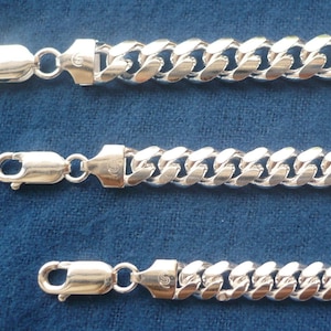 925 Sterling silver men&#39;s women&#39;s handmade miami cuban link bracelet choice of length 7&quot;8&quot;9&quot; 6mm-8mm