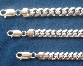 925 Sterling silver men&#39;s women&#39;s handmade miami cuban link bracelet choice of length 7&quot;8&quot;9&quot; 6mm-8mm