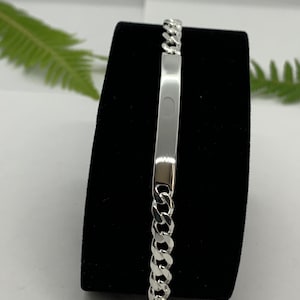 6mm 925 Sterling Silver Men&#39;s Women&#39;s Cuban Link ID Bracelet 7&quot; &  8&quot; Free Laser Engraving