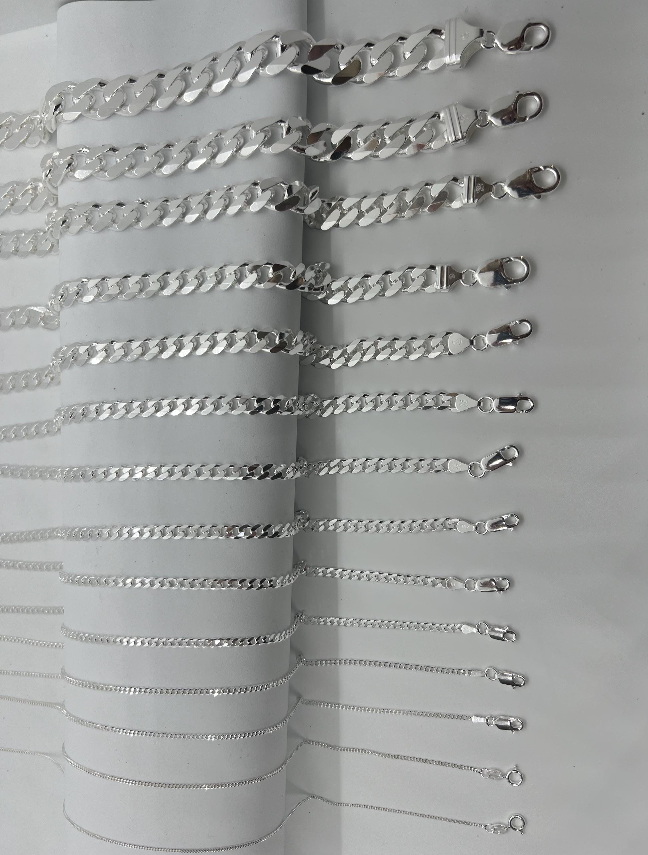 1mm Cuban Link Chain Necklace - 925 Sterling Silver, Sizes 16" To 36"