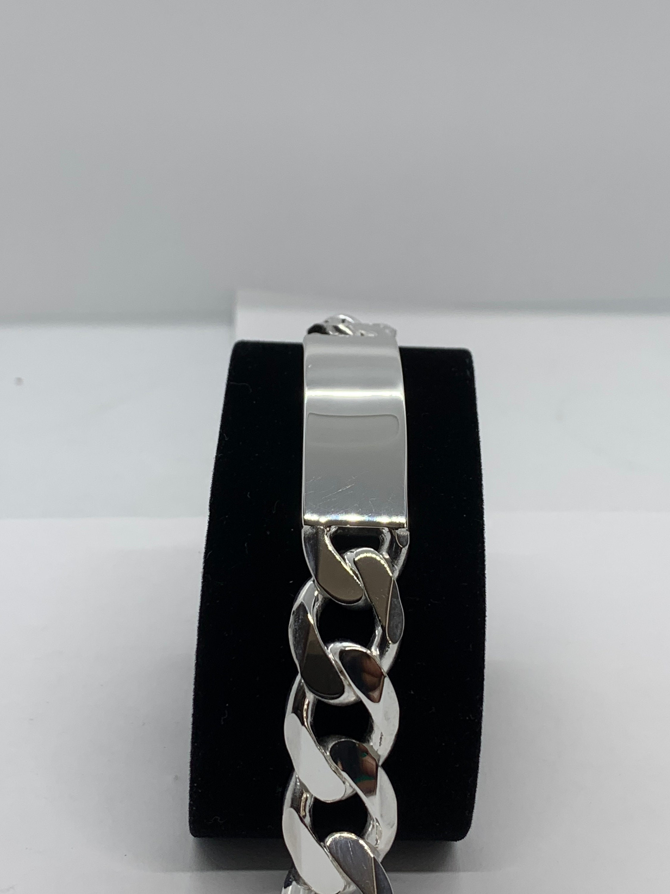 15mm 925 Sterling Silver Men's Cuban Link ID Bracelet 8