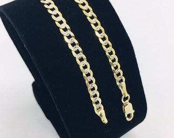 14k Solid Gold Diamond Cut Cuban Link Bracelet (7" & 7.5")