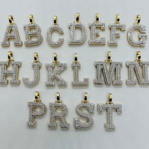 10k Solid Gold men&#39;s women&#39;s genuine Diamonds Initial charms Pendants