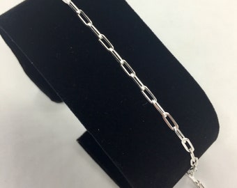 3mm 925 Sterling silver women&#39;s paper clip link bracelet 7&quot; 8&quot; long link