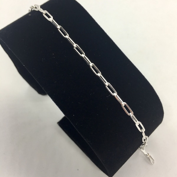 2.5mm 925 Sterling silver women's paper clip link bracelet 7" 8” charm bracelet CUSTOM LENGTHS OFFERED