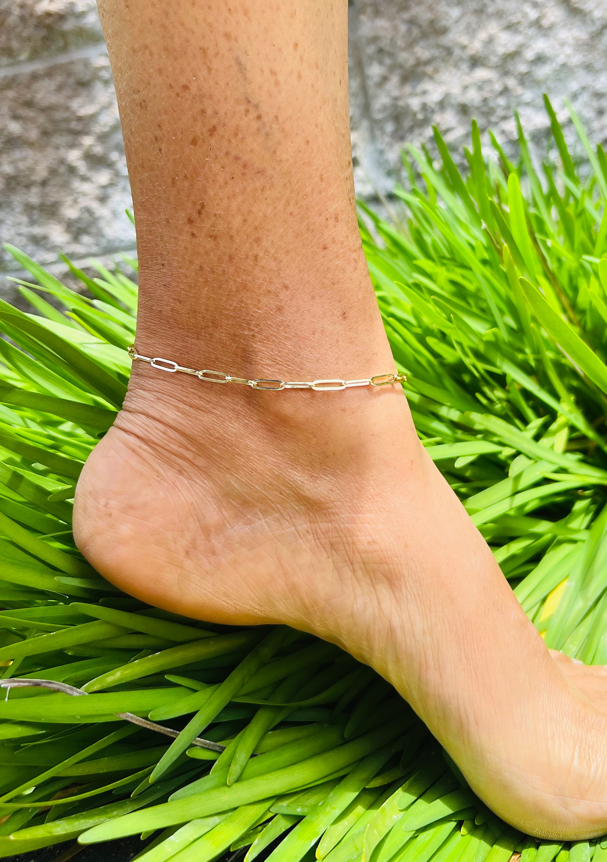 10k Solid Gold Anklet Women's Ankle Bracelet Paperclip Link 9