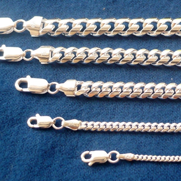 925 Sterling Silver men's women's handmade miami cuban link chain 2mm-8mm 16"-30" CUSTOM LENGTHS OFFERED