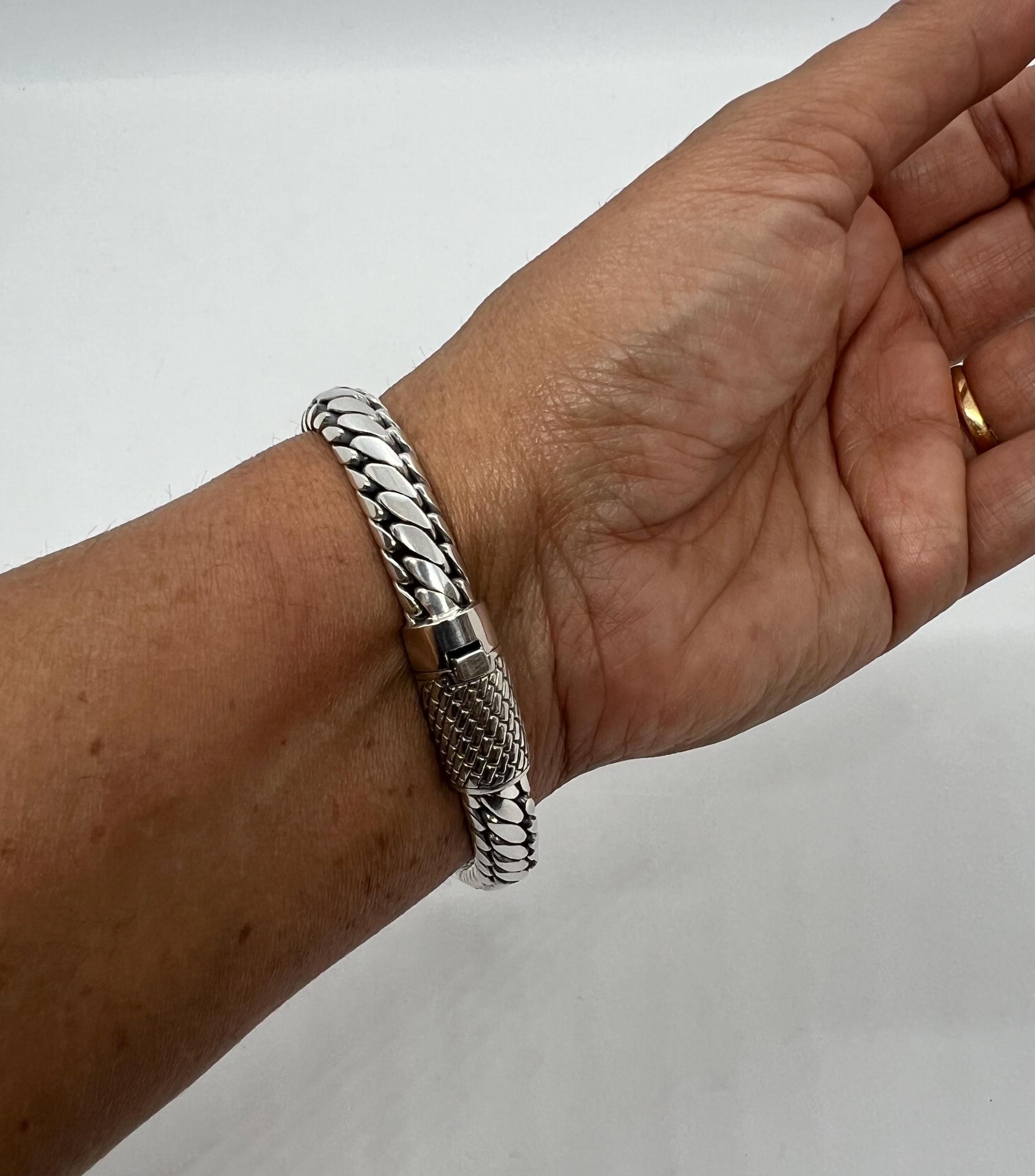 Handmade Sterling Silver Bali Braided Bracelet, Byzantine Lock - Etsy
