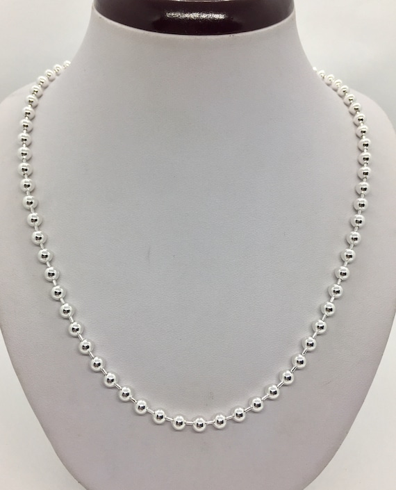 Sterling Silver Beaded Ball Chain Necklace - 1.2mm-5mm - Etsy
